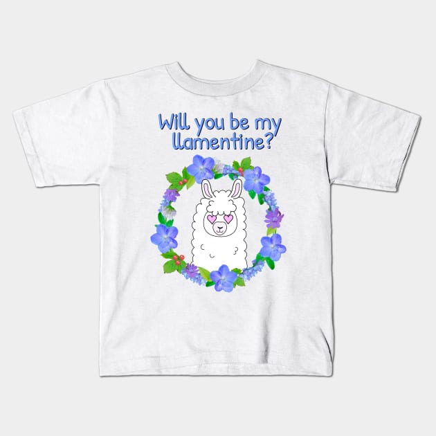 Will you be my llamentine? Kids T-Shirt by Purrfect